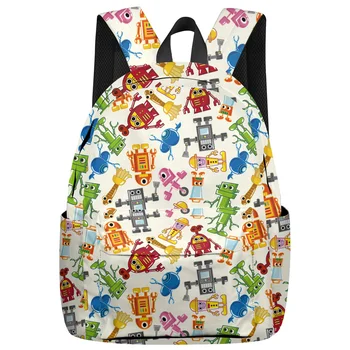

Fashion Cartoon Backpack Colour Robot College Students Laptop Backpack Book Bag