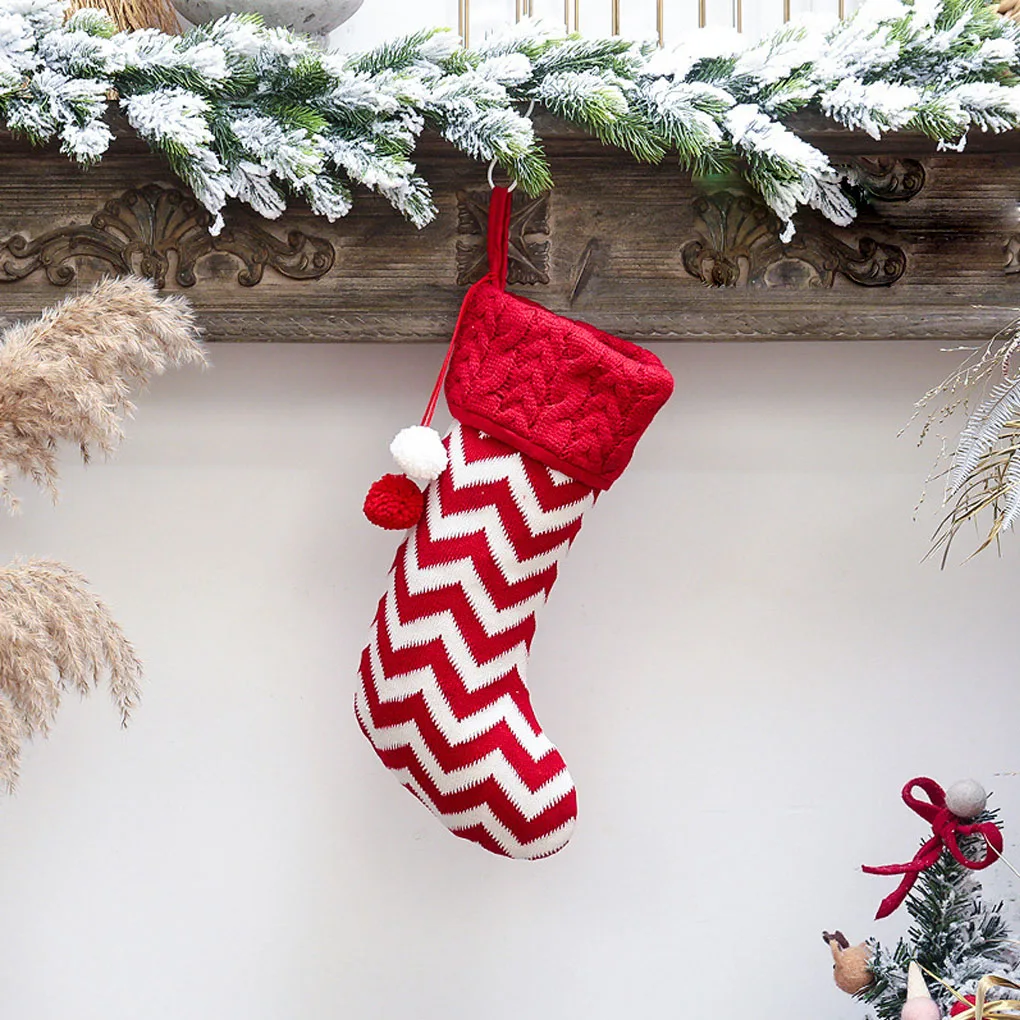

Christmas Stocking Children Gift Bag Socks Knitting Stripes Snowflake Holiday bags Decoration