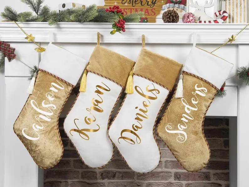 Gold Monogram Christmas Stocking 3 | Gold Monogram Christmas Stocking 1