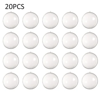 

20pcs Small Clear Hanging Ball Plastic Round Bauble Ornament Gift Transparent Christmas Tree Hanging Decoration