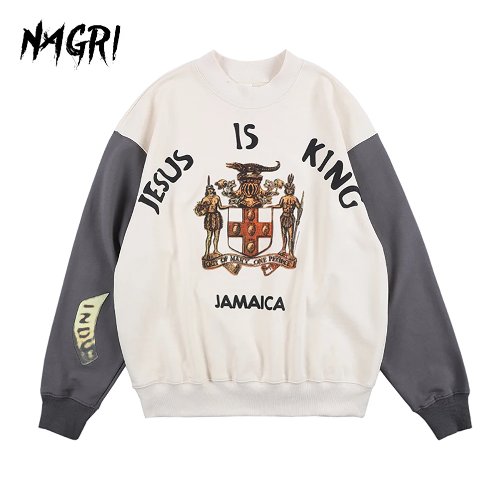 Мужские толстовки в стиле хип хоп Kanye West Jesus Is King с буквенным принтом и круглым
