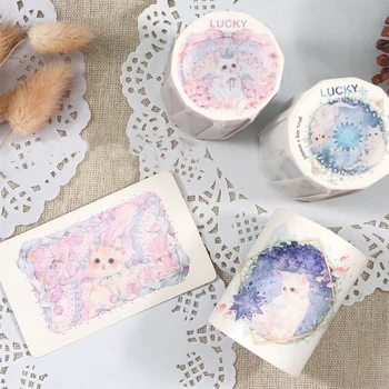 

Cute Animal Washi Tape Journal Masking Tape Cherry Cat Adhesive Tape DIY Scrapbooking Stationery Tape Starry Cat Escolar