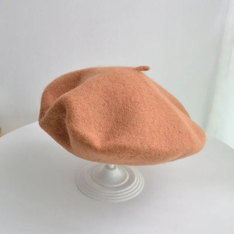 khaki baby hat 1 шт., зимний теплый детский берет, модная шерстяная шапка для девочек, винтажные Детские шапочки, шапка для малыша, детская одежда, аксессуары - Цвет: khaki baby hat