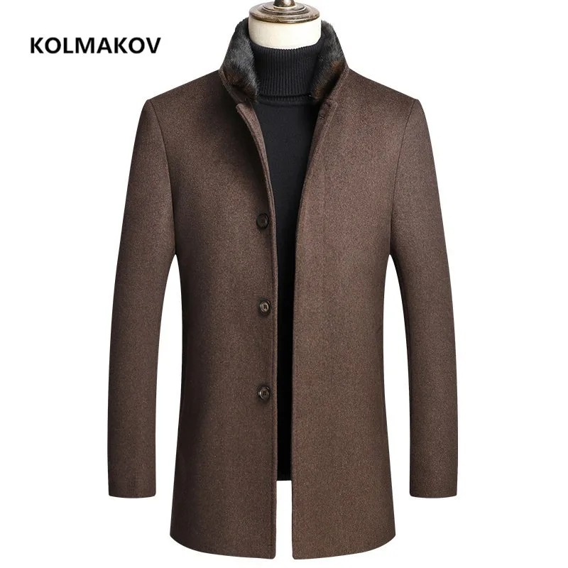

2021 new arrival winter wool coat thicked trench coat men,High quality men's smart casual woolen jackets down liner detachable