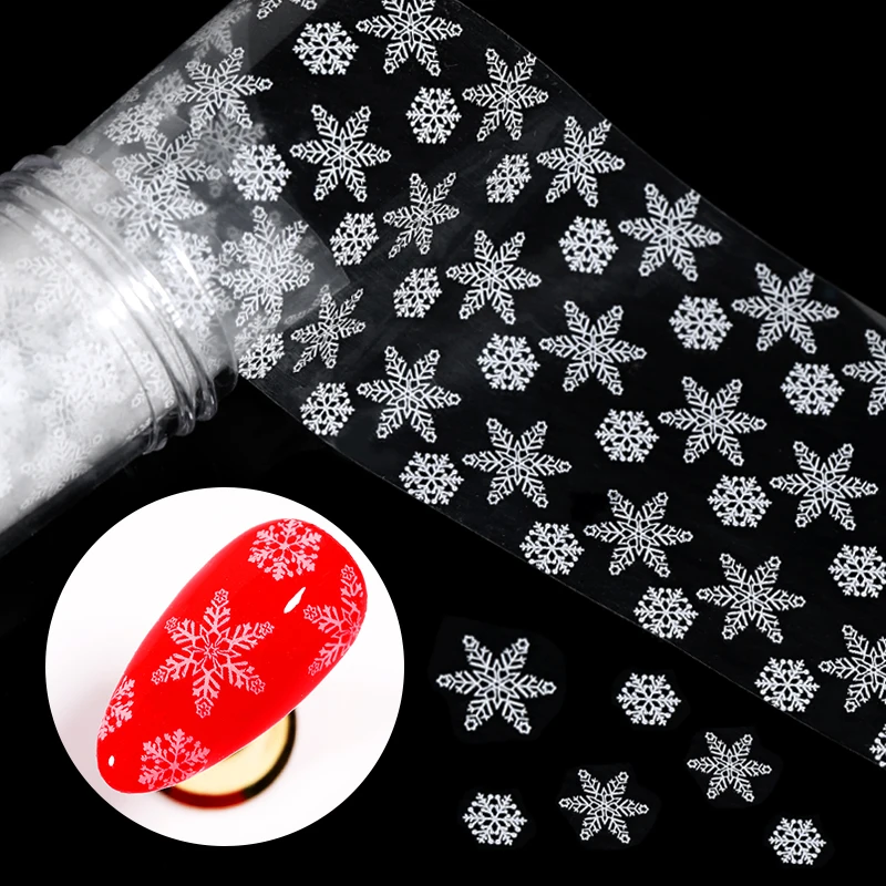 1 рулон 4*100 см Голографическая фольга для ногтей Рождество 3D Снежинка дизайн лазерный Блеск Маникюр ногтей переводные наклейки фольга s