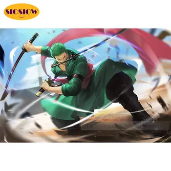 

DIY 5D Diamond Painting Cross Stitch One Piece Zoro Swords Anime Figure Full Square 3d Diamond Mosaic Embroidery Decor Room Teen