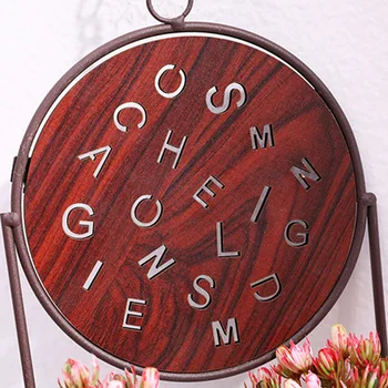

Wall Hanging Flower Pot Wrought Iron Decorative Simulation Flower Pot European Style With Round Wood Board Decoration FPing