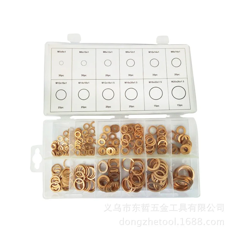 

New Style Red Copper Gasket 280 PCS Set Sealing Gasket Mechanical Sealing Pieces Combination Pad Red Copper Pad Combination