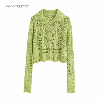 

hollow out autumn knit cardigan sweater women winter sweater long sleeve turn down collar knit outwear jumper streetwear sweater