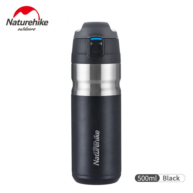 Black Naturehike из нержавеющей стали бутылка для воды отскок крышка чайник 24 часа изоляции цвет наклейки портативный тепловой чашки путешествия - Цвет: Black