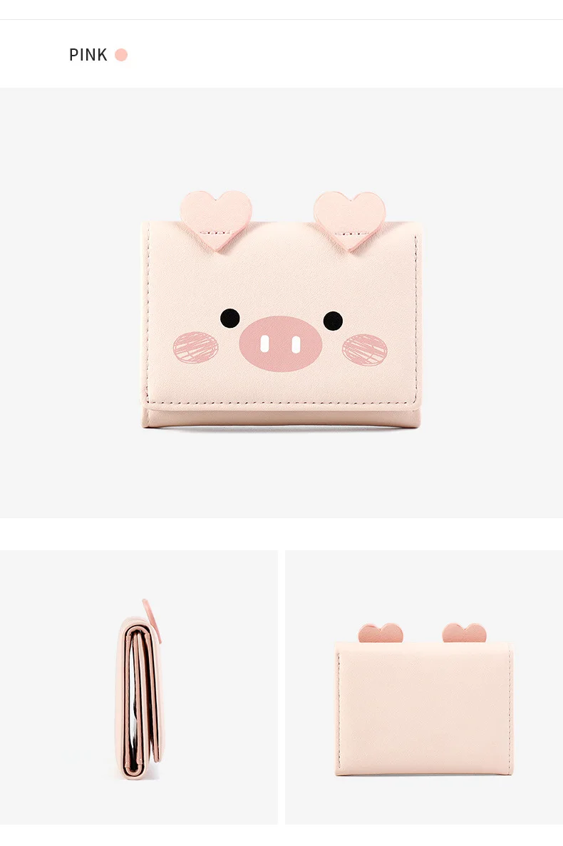 Cartoon Pig Cute Kawaii Wallet for Teen Girl Small Candy PU Leather Rfid Wallets Women 2019 Ladies Hasp Fashion Handy Coin Purse (11)