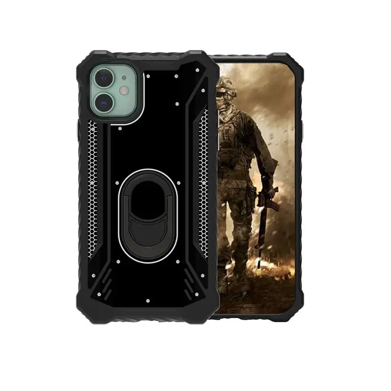 Black Противоударный защитный чехол для Iphone X, Xr, Xs, 11 Pro, Max, кольцо на палец, чехол для Iphone 7, 8 Plus, 9 цветов, Pc, силиконовый, металлический, 3 в 1 - Цвет: Black