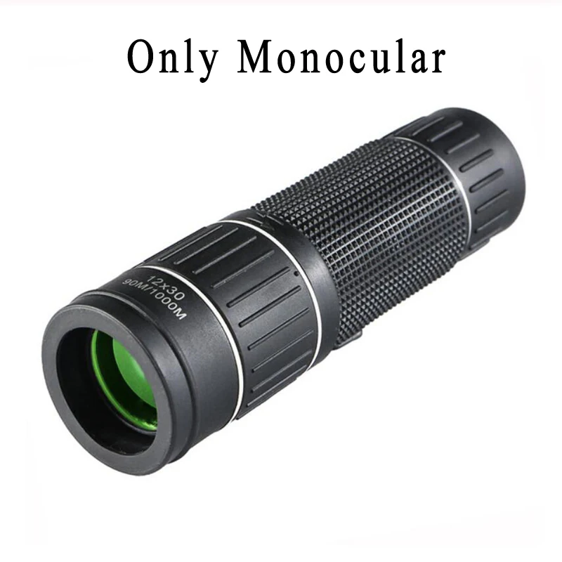 Only Monocular 12X30 телескоп высокой мощности монокулярный оптический стеклянный объектив водонепроницаемый низкий свет ночного видения бинокль для наружного охоты кемпинга - Цвет: Only Monocular
