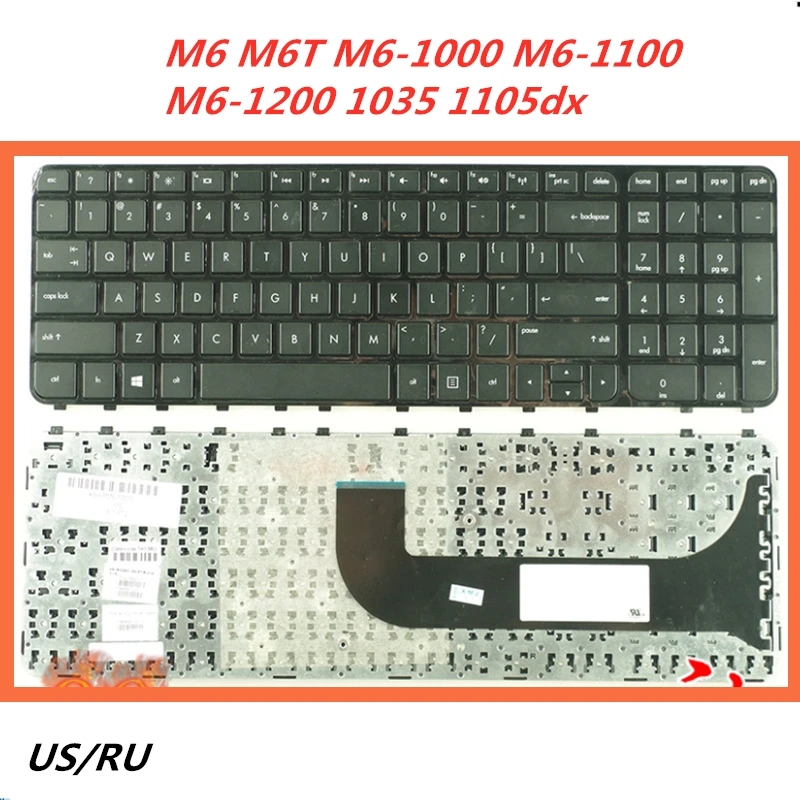 Laptop English Russian Keyboard For HP M6 M6T M6-1000 M6-1100 M6-1200 1035 1105dx Notebook Replacement layout Keyboard