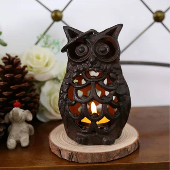 

Iron Owl Candlestick Desktop Decor Holder Creative Vintage Candle Cast for Home Decoration