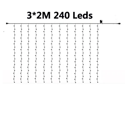 3x2M 240Led Сказочное окно сосулька занавес настенный фон 3*3 м 3*2 м 4x0,6 м водонепроницаемый мерцающий звезда шарик Праздник Свадьба Рождество украшение для дома, сада - Испускаемый цвет: 3x2M 240Led