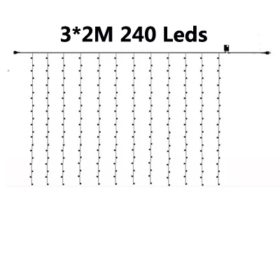 Сказочное окно сосулька занавес настенный фон 3*3 м 3*2 м 4x0,6 м водонепроницаемый мерцающий звезда шарик Праздник Свадьба Рождество украшение для дома, сада - Испускаемый цвет: 3x2M 240Led