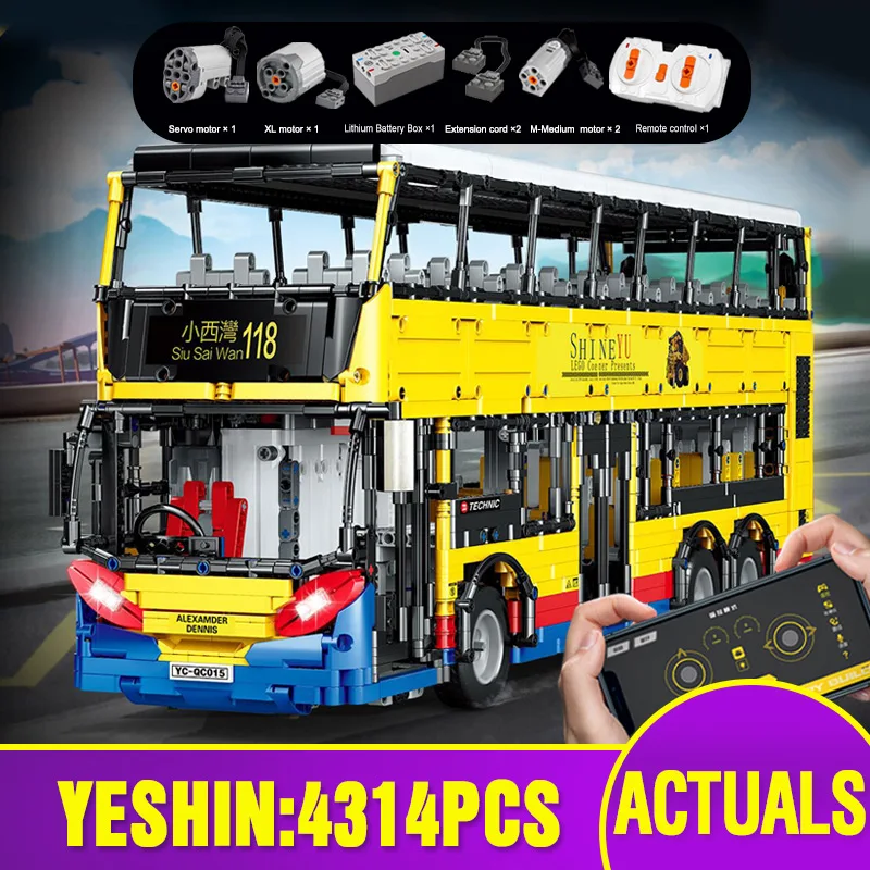 

Yeshin Technic Car Model Toy MOC APP RC TransBus Enviro 500 Set Assembly Motorized Bus Building Blocks Kids Christmas Gift