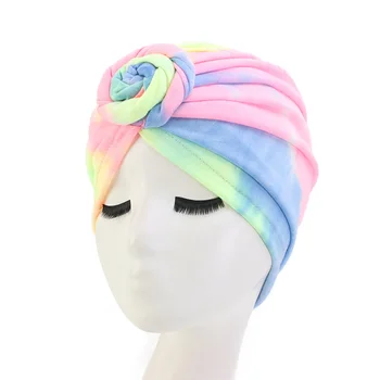 

Turban Hat Hair Caps with Big Bow Soft Cute Knot Nursery Beanie Knotted Headban Hair Night Sleep Caps Hat Styling Hait Tools