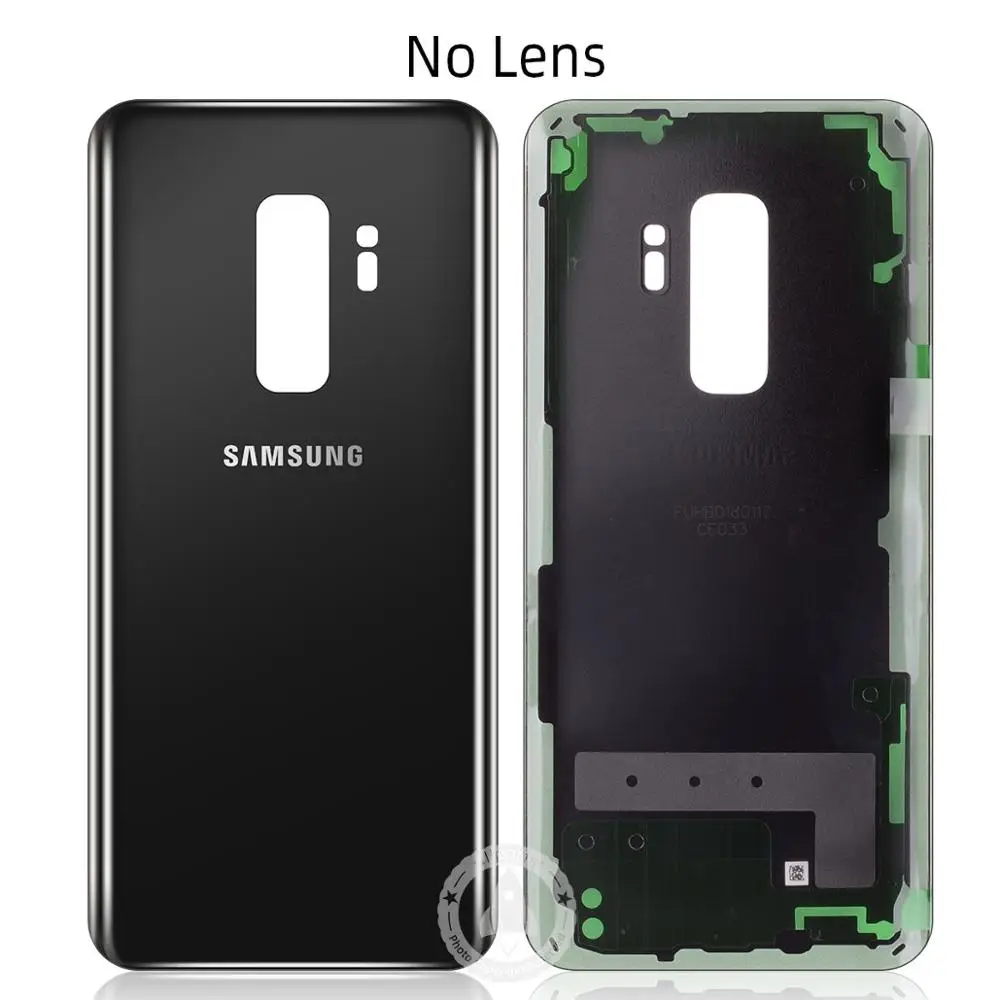 Black No Lens samsung Galaxy S9 Plus S9+ задняя крышка задняя дверь корпус крышка стеклянная Задняя крышка батареи Замена для samsung S9Plus - Цвет: Black No Lens