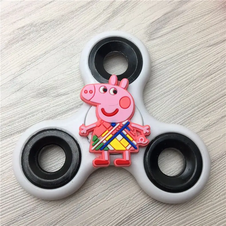 20pcs plastic Cartoon Poke Super Heroes Movie Kitty Pig EDC Figure Fidget figuretips Hand Spinner tops Anti Stress toys