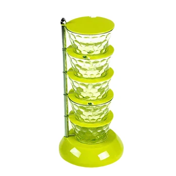 

Creative Household Spices Storage Vertical Seasoning Box Fashion Multi-Layer 360 Degrees Can Be Rotated Kitchen Tool with Spoon