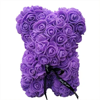 

25cm Rose Teddy Bear Rose Bear Artificial Flower Heart Valentine's Day Wedding Birthday Gift For Women DropShipping 9 Colors