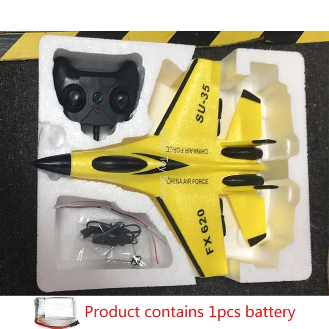 New SU-35 RC Remote Control Airplane 2.4G Remote Control Fighter Hobby Plane Glider Airplane EPP Foam Toys RC Plane Kids Gift Yellow foam box