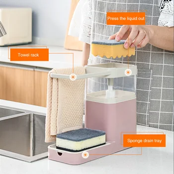

Cleaning Tool Space Saving Kitchen Organizer Storage Rack PP Liquid Detergent Freestanding Towel Soap Dispenser Multifunctional