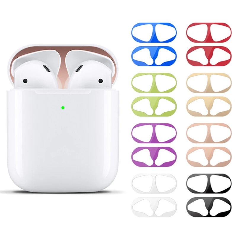 Metal Dust Guard Sticker for Airpods 1 2 Skin Protective Apple AirPods Charging Box Shell | Электроника
