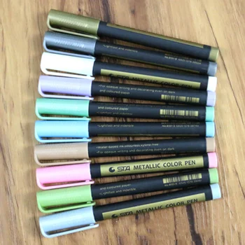 

10PCS Color Metallic Marker Pens Colorful Oil Based Glitter Metal Art Painting Pens Set for Card Making Ceramic Rock Painting Sc
