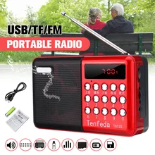 Мини портативный радио Ручной цифровой FM USB TF MP3-плеер динамик Перезаряжаемый-выключение функция памяти светодиодный дисплей красный