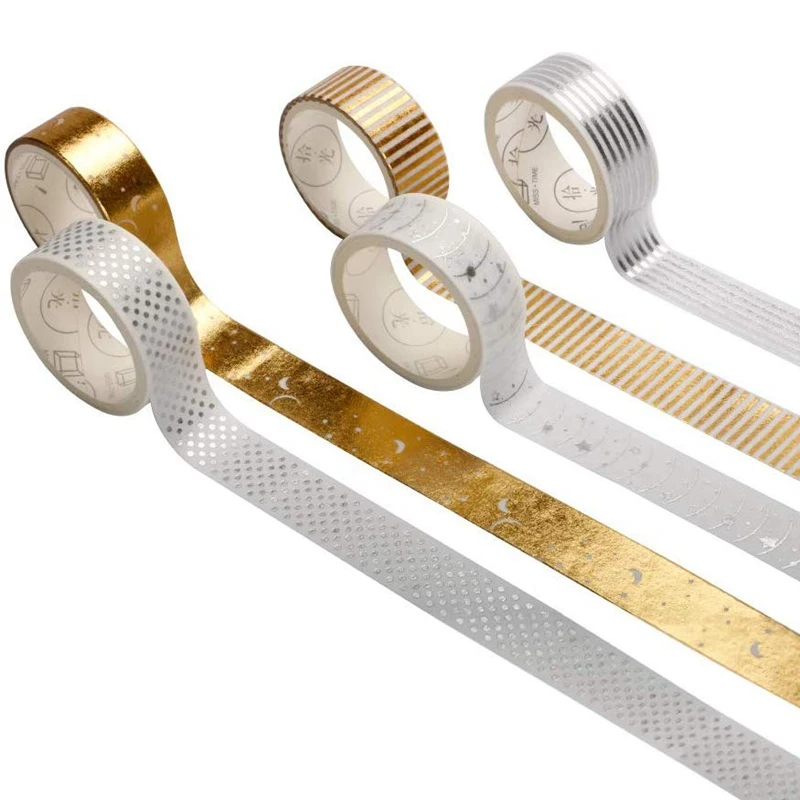 20 Pcs/Set Gold Foil Washi Tape Glitter Washi Tape Set Adhesive Tape DIY Scrapbooking Sticker Label Japanese Stationery