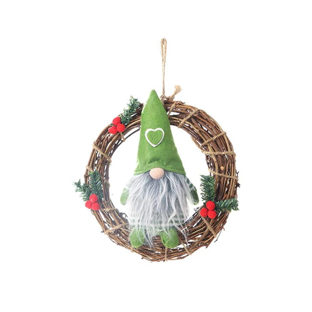 

Gift Christmas Hanging Pendant Decoration Showcase Home Garland Wreath Rattan Ring Small Multipurpose Faceless Doll Party