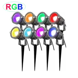 New Style RGB 3W 5W COB Garden Lawn Lamp 220V 110V 12V Outdoor LED Spike Light Path Landscape Waterproof Spot Bulbs