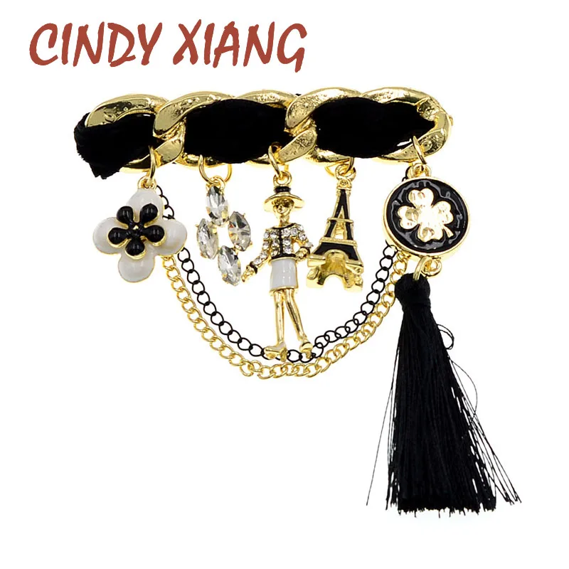 Женская Брошь с кисточкой CINDY XIANG Стразы брошь изображением Эйфелевой башни на