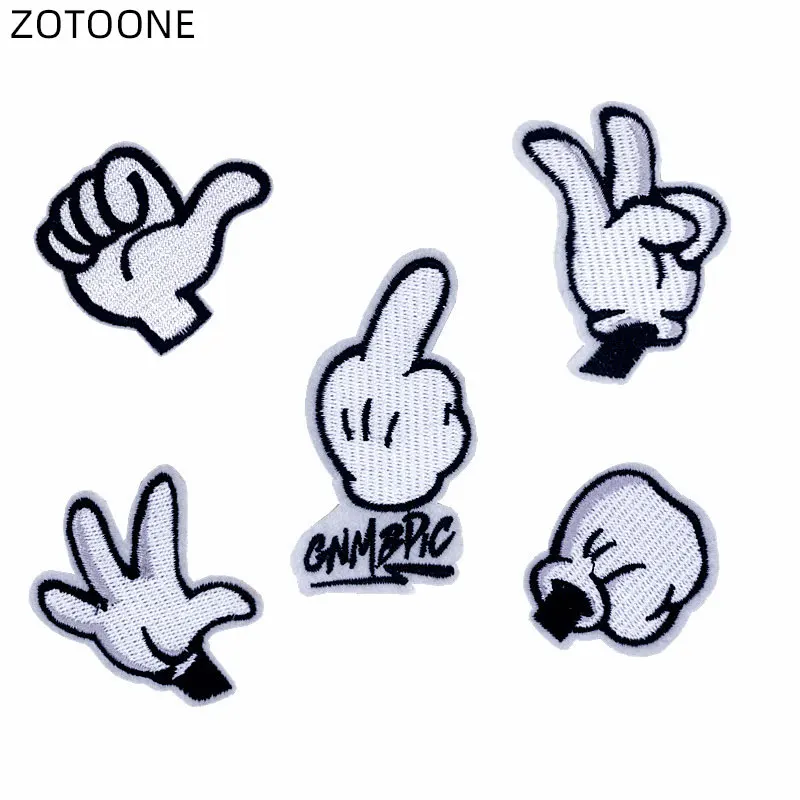 

ZOTOONE Embroidered Patches for Jeans Iron on Badge Sew on Gesture Patch Heat Transfer Diy Stickers Applique Cloth Fabric H