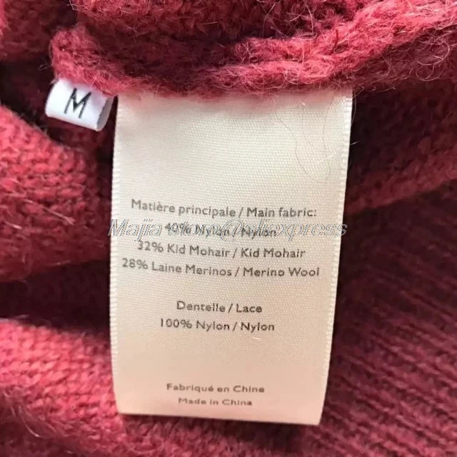 Осень и зима три цвета Кружева Вышивка Лоскутная v-образный вырез крест женский сексуальный мохер рубашка свитер