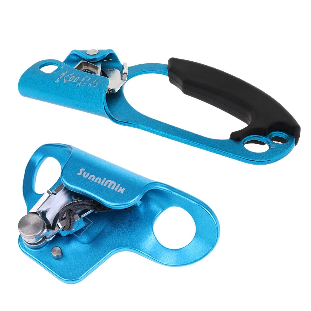 Outdoor Safety Compact Lightweight Right Hand Ascender Rope Clamp & Chest Ascender Riser for Vertical Rope Climbing Caving