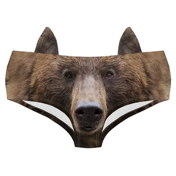 

Sexy Animal Shape Women's Underwear 3D Digital Printing Panties For Women Cute Brown Bear Ear Briefs Polyester Cotton Lingerie