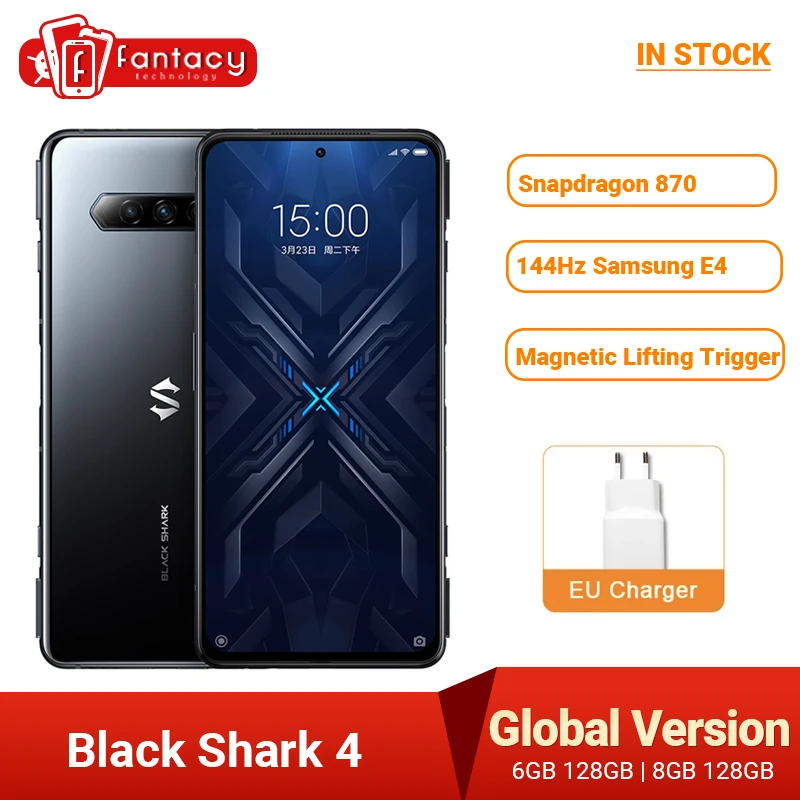 NEW 2021 Black Shark 4 5G Global Version Smartphones Snapdragon 870 8GB 128GB 144Hz AMOLED Display