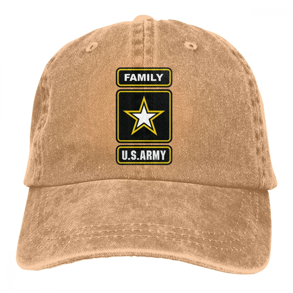 US Army Family Casquette Black Unisex Mens Womens Denim Strapback Baseball Cap Adjustable Golf Dad hat - Цвет: Хаки