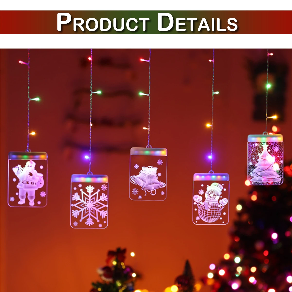 Led luzes da corda de natal 3d-effect