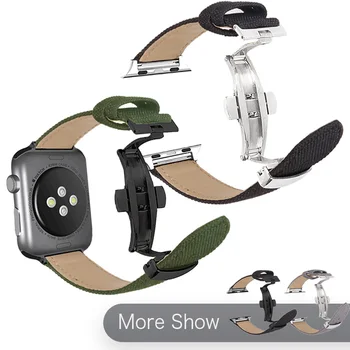 

Nylon Leather Watch Strap For Apple Watch Band Series 5 4 44mm 40mm Wrist Watchband For Apple iWatch Series 3 2 1 Watch Bracelet
