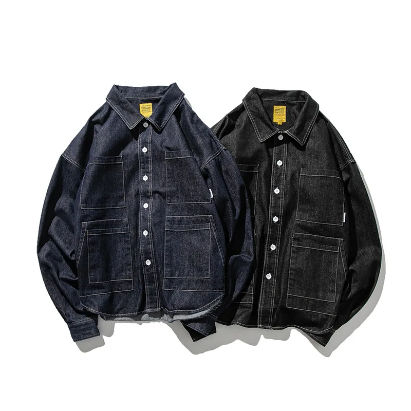 

City Where the Product Origional Japanese-style Retro Patch Trend Korean-style Loose Casual Men Cowboy Jacket