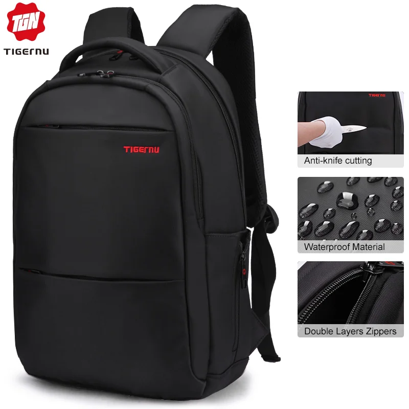 Продажа Tigernu Противоугонная 20L Большая Емкость 15.6 дюймов Колледж Рюкзаки Мужчины Черный Рюкзак Женский Женский рюкзак Сумка для ноутбука 15.6 17 дюймо...