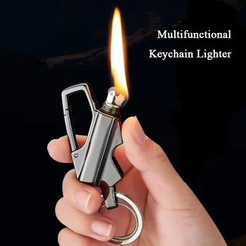 

Zinc Alloy Cool Kerosene Keychain Lighter Gasoline Survival Fire Gadgets For Men Portable Oil Lighters Opener Men's Gift