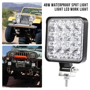 

2PCS/Set 48W Car LED Flood Beam Lights Square Waterproof IP68 Off-road Bulb Lamp Fog Lighting Exterior For Jeep SUV Truck ATV