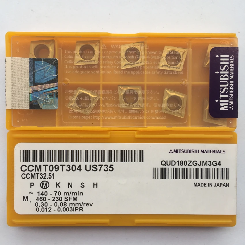 MITSUBISHI CCMT09T302 US735/CCMT09T304 US735/CCMT09T308 US735 CNC поворотные твердосплавные вкладыши расточные оригинальные из нержавеющей стали