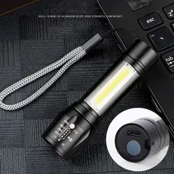USB алюминиевый сплав COB фонарик высокой мощности светодиодный водонепроницаемый Открытый Кемпинг Туризм Охота факел фонарик